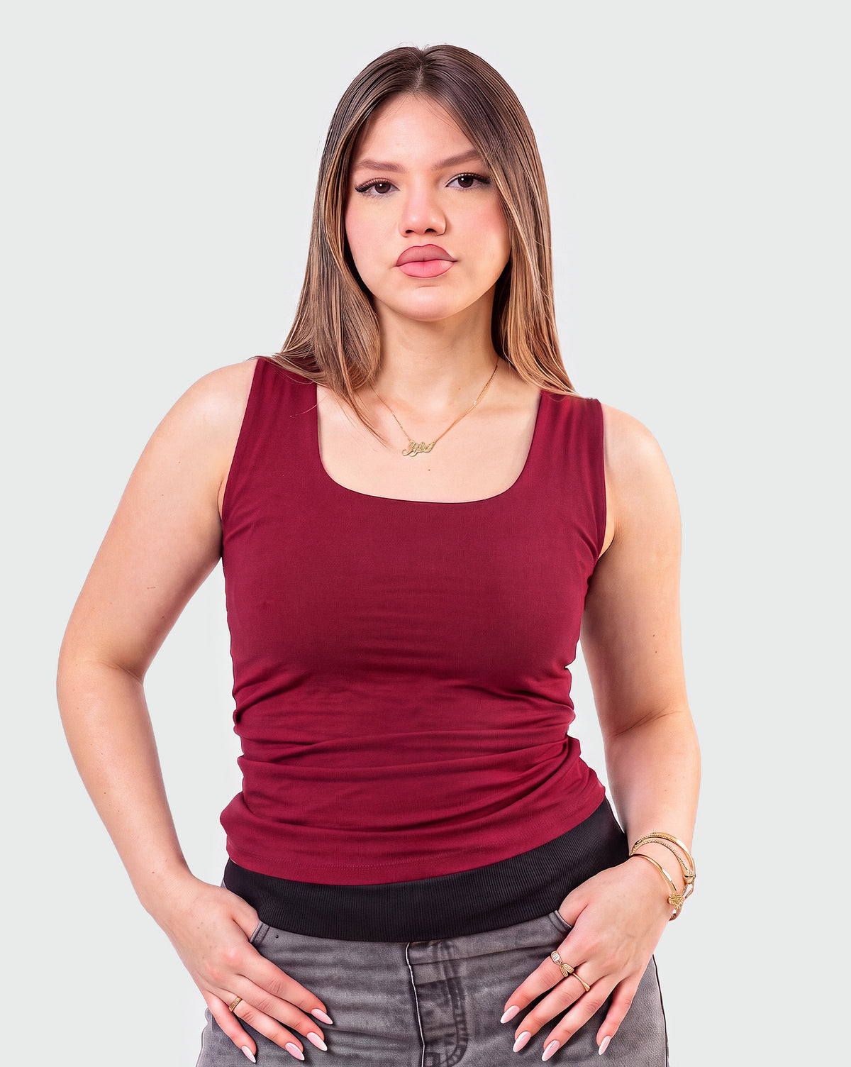 Basic Fitted U Tank Top