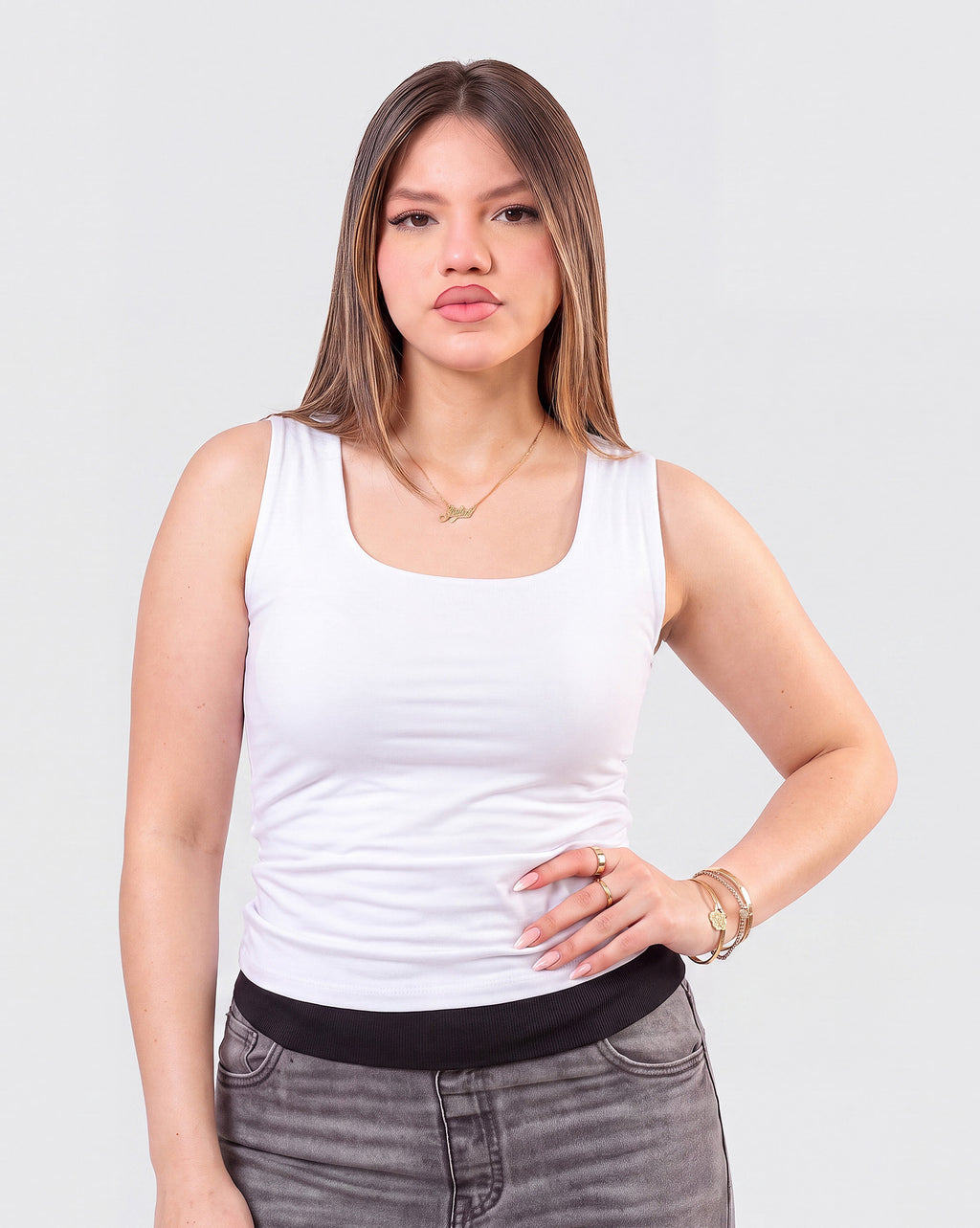 Basic Fitted U Tank Top