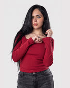 Ribbed Square Neck long Sleeve Top