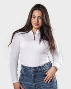 Ribbed Zip-Up Long Sleeve Top