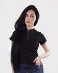 Ribbed Zip-Up half Sleeve Top