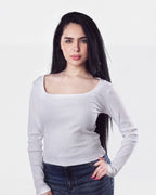Ribbed Square Neck long Sleeve Top