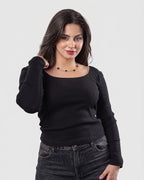 Ribbed Square Neck long Sleeve Top