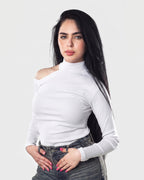 Ribbed Cut-Out Long Sleeve Top