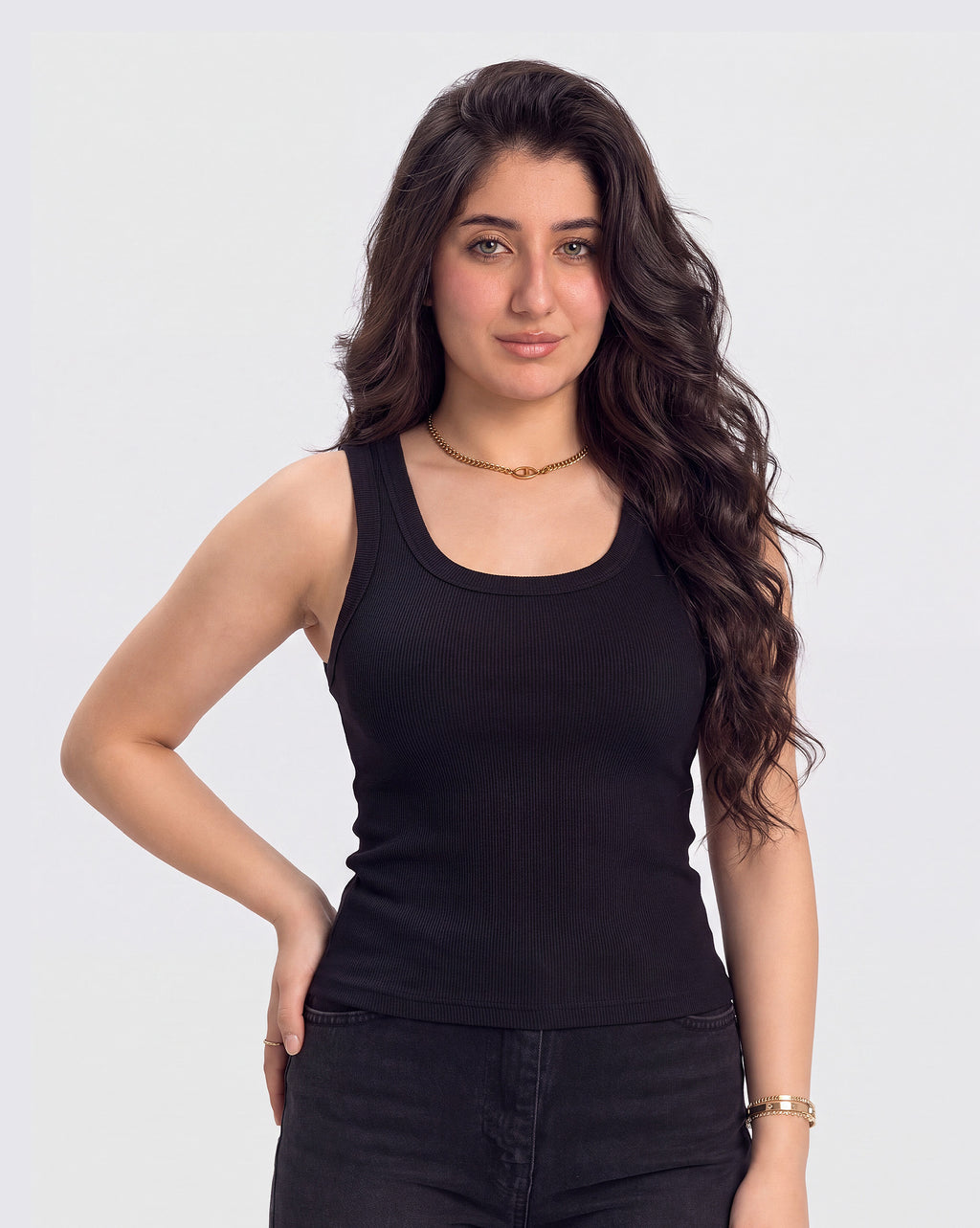Ribbed U-Neck Tank Top