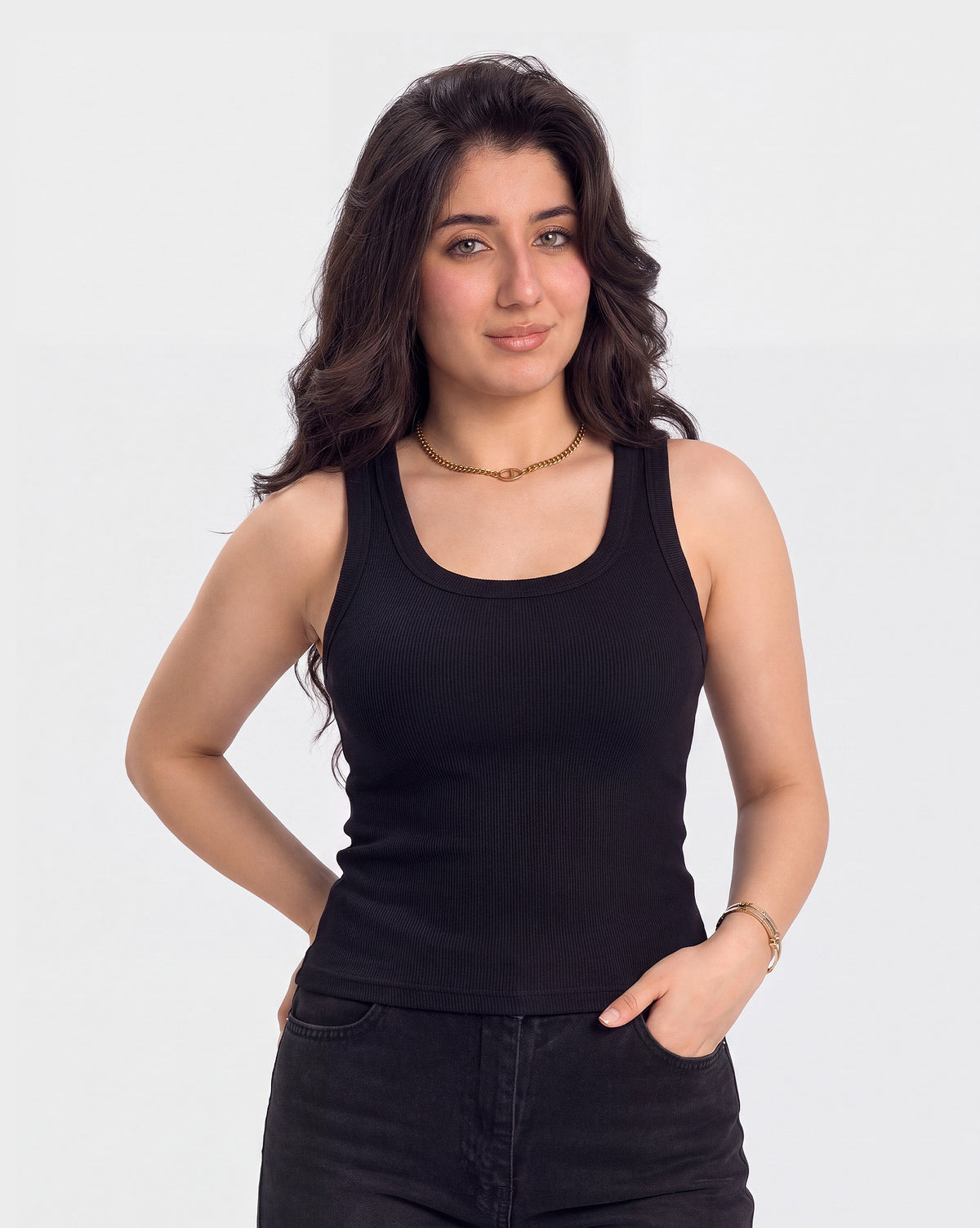 Ribbed U-Neck Tank Top