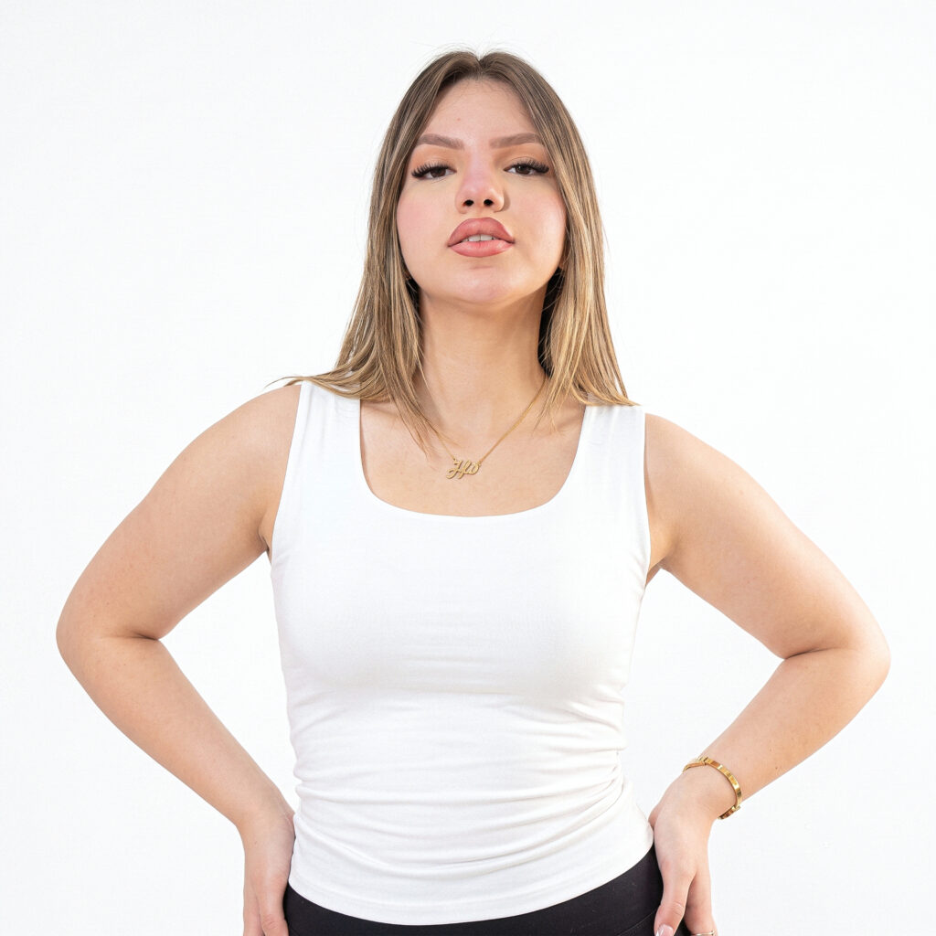 Basic Fitted U Tank Top - Gray