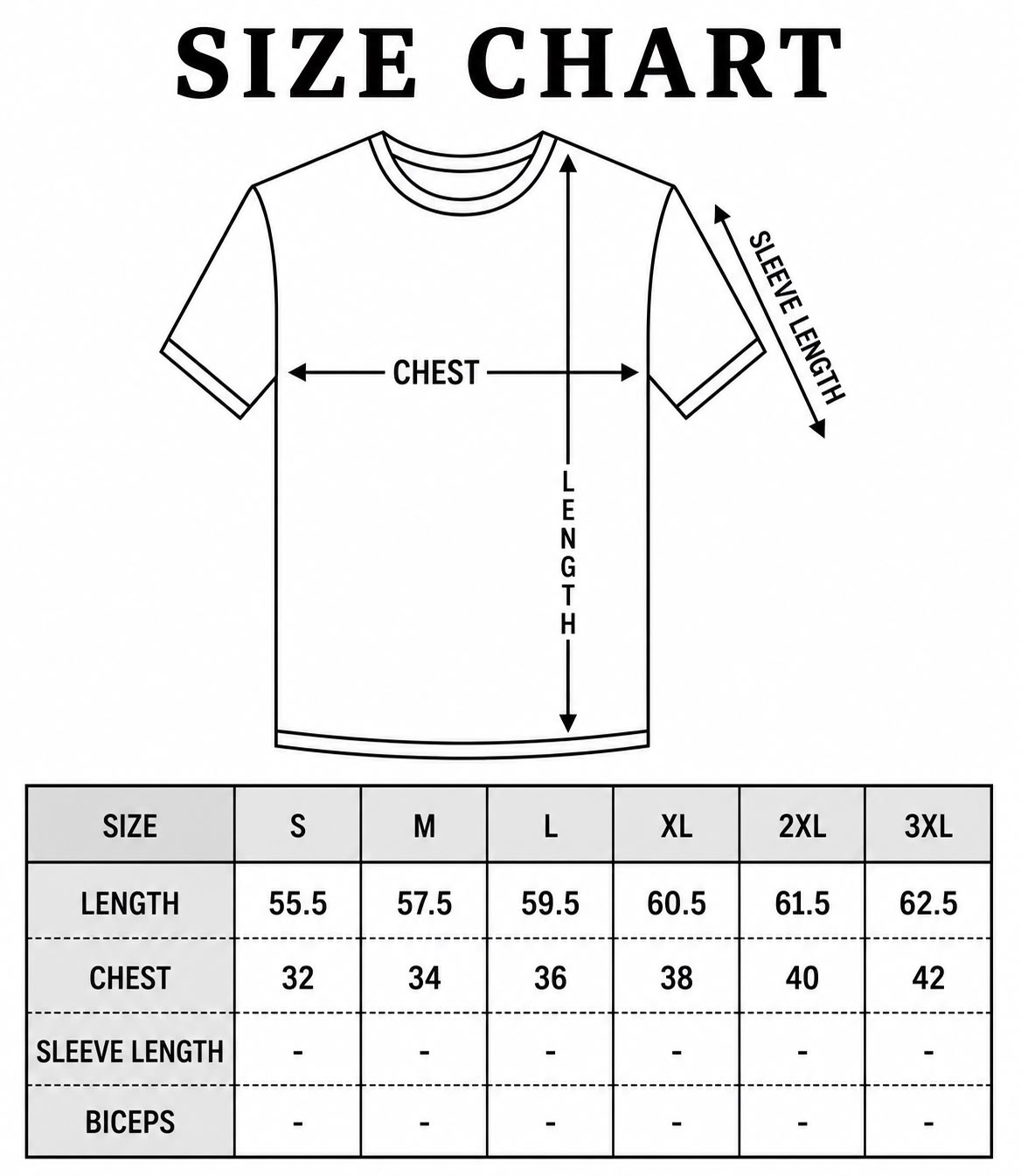 Ribbed U Tank Top Size Chart